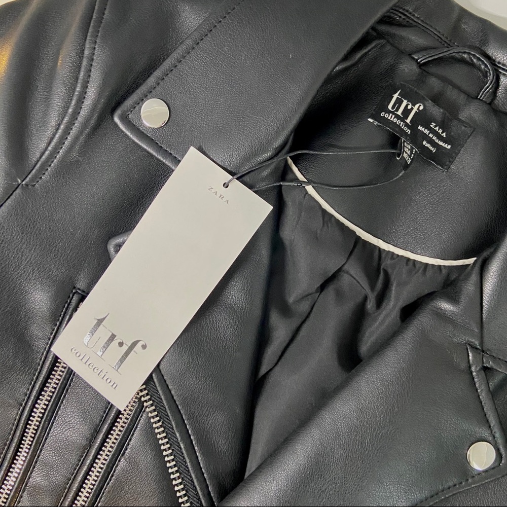 Zara TRF trafaluc leather jacket motorcycle NEW - Picture 2 of 7